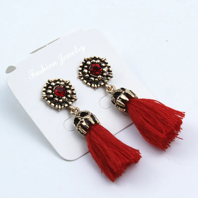 2017 мода Винтаж в виде капли горного хрусталя Дамское Платье Длинные серьги с