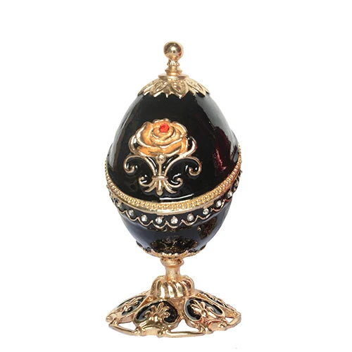 Роза Faberge яйцо брелок ювелирные изделия свадебное кольцо коробка Новинка подарки для нее домашний декор металлические фигурки - Цвет: Черный