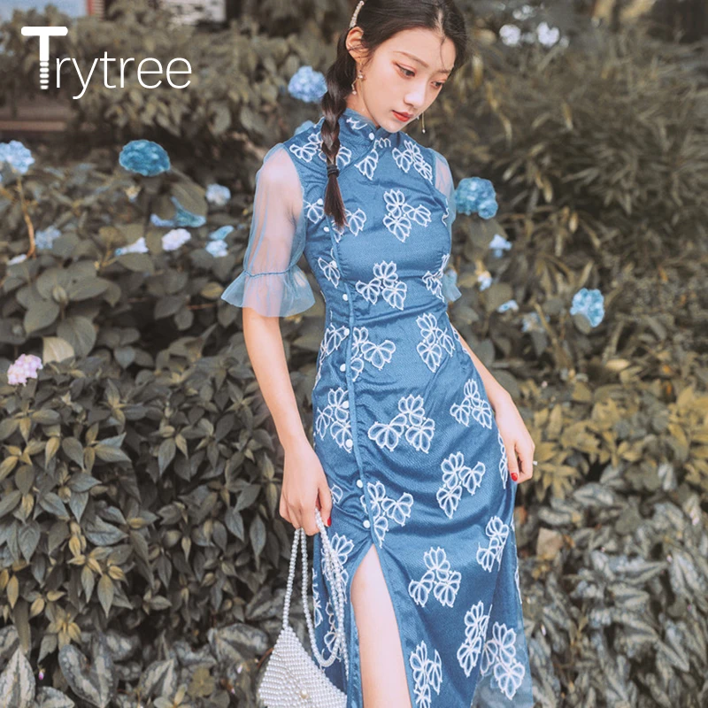 Женское платье футляр Trytree Повседневное до колена с цветочным принтом и