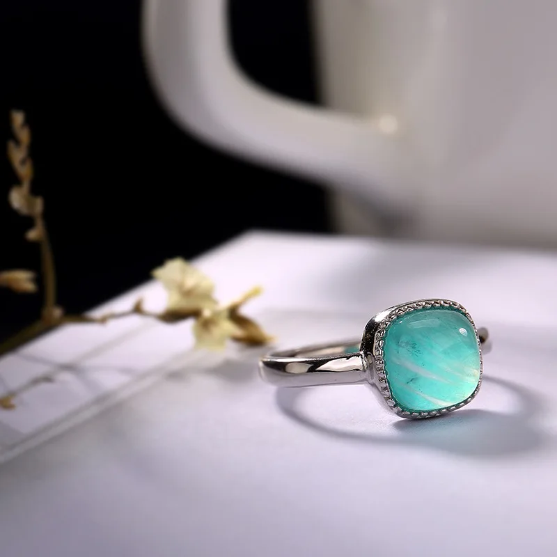Регулируемое серебряное кольцо Amazonite 100% 925 пробы для женщин кольца на руку