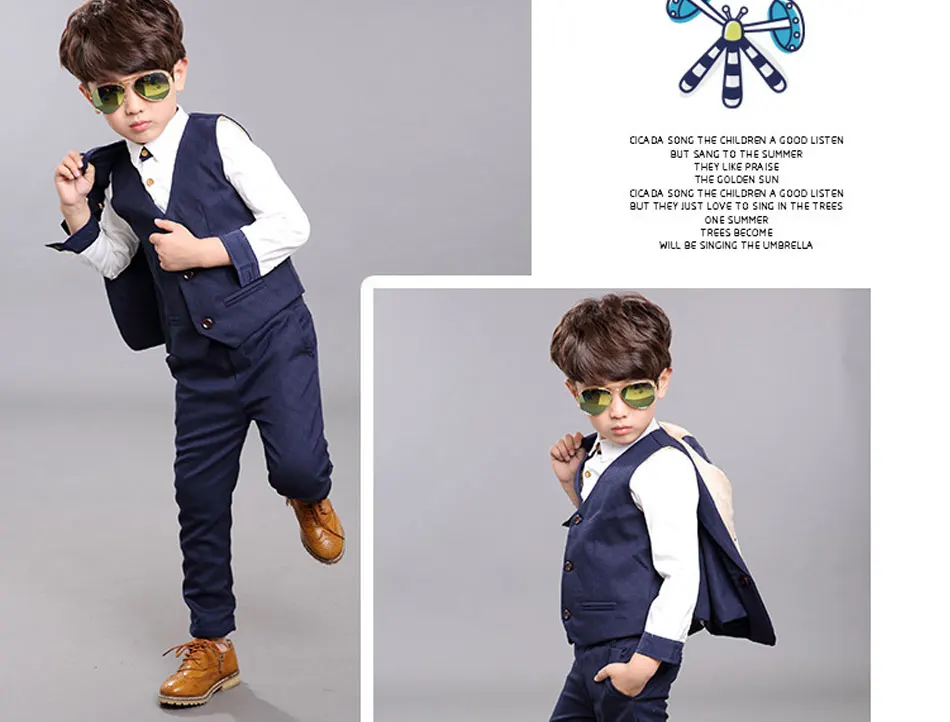 Spring And Fall Formal Children Boy Suit Boy Custom Suit Dress Costume Boy Wedding Children's Wear Three-Piece Set