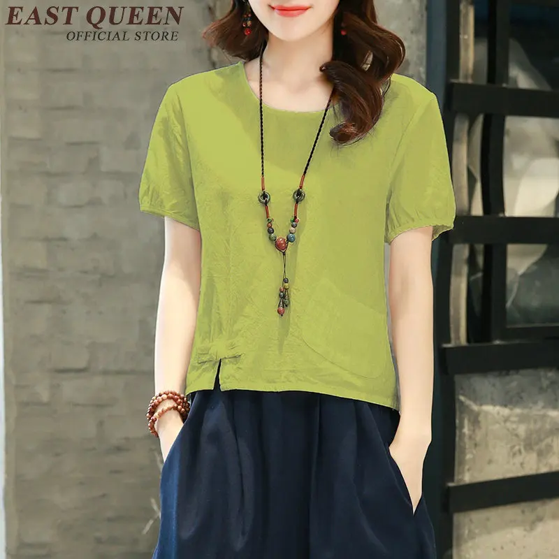 Блузка женская из 2018 хлопка и льна с круглым вырезом|shirt women|shirt women whitecotton and linen |