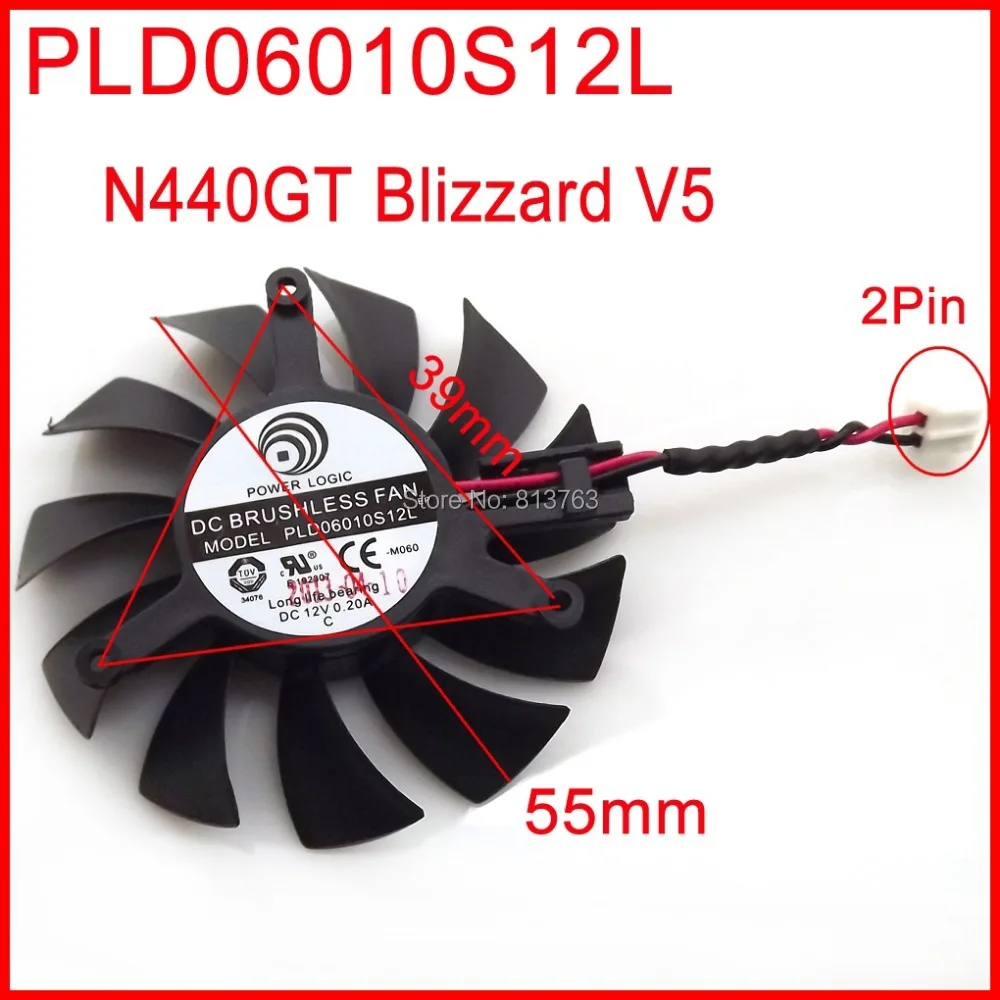 PLD06010S12L 55 мм 39 x 12 в 0 20 А 2 провода для MSI N440GT Blizzard V5 охлаждающий вентилятор