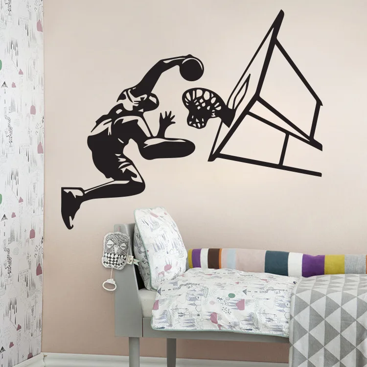 

Imposing Dunk Basketball Theme Wall Decals Removable Vinyl Stickers For Home And School Decor Boy`s Room Sofa Background Murals