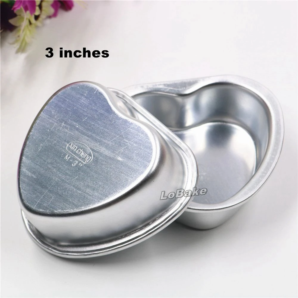 (5 шт./лот) мини 3 дюйма с фиксированным дном в форме сердца анодированная форма для