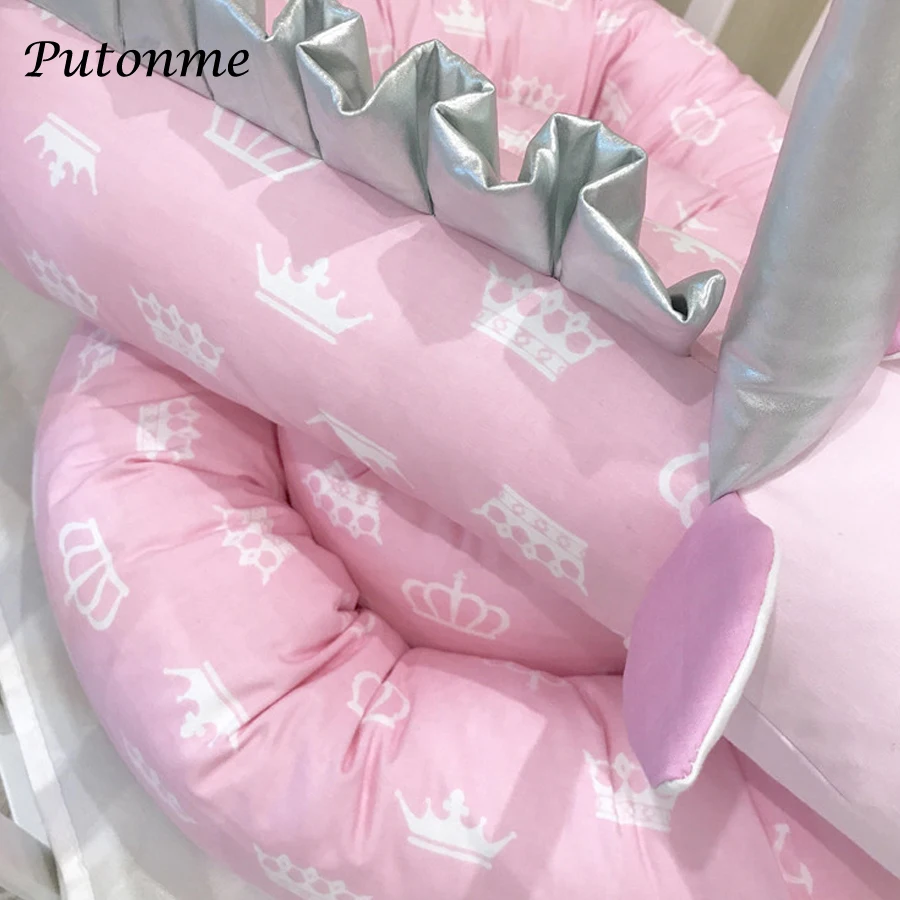 Putonme 2 м 3 бампер для новорожденных мягкая подушка детской кровати Розовый