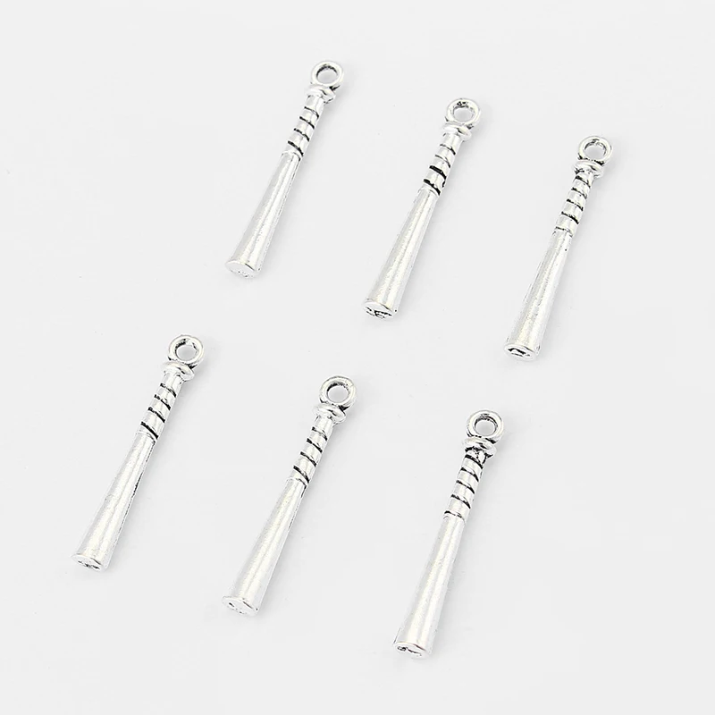 15 шт античные серебряные 3D бейсбольные/Софтбол Летучая мышь Очаровательные