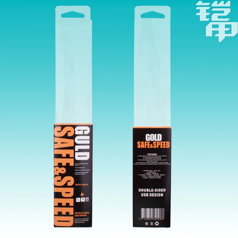 Пластиковая упаковочная коробка для 1 м USB зарядных кабелей iphone 7/7 Plus/Samsung S6 кабели