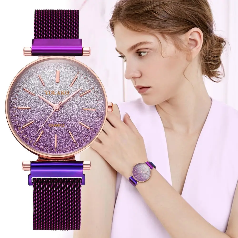 2020 Фиолетовые женские наручные часы horloge dames Топ бренд класса люкс модные розовые