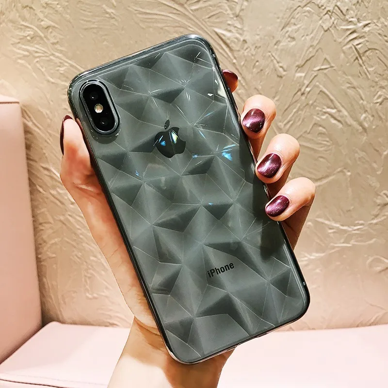 Роскошный 3D-чехол с алмазной текстурой для iPhone 5 6 6S 7 8 Plus мягкий прозрачный