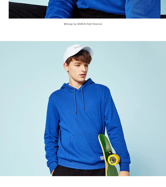 SEMIR теплая толстовка с капюшоном для мужчин, пуловер с капюшоном, Спортивная толстовка с карманом-кенгуру и капюшоном на завязках для осени