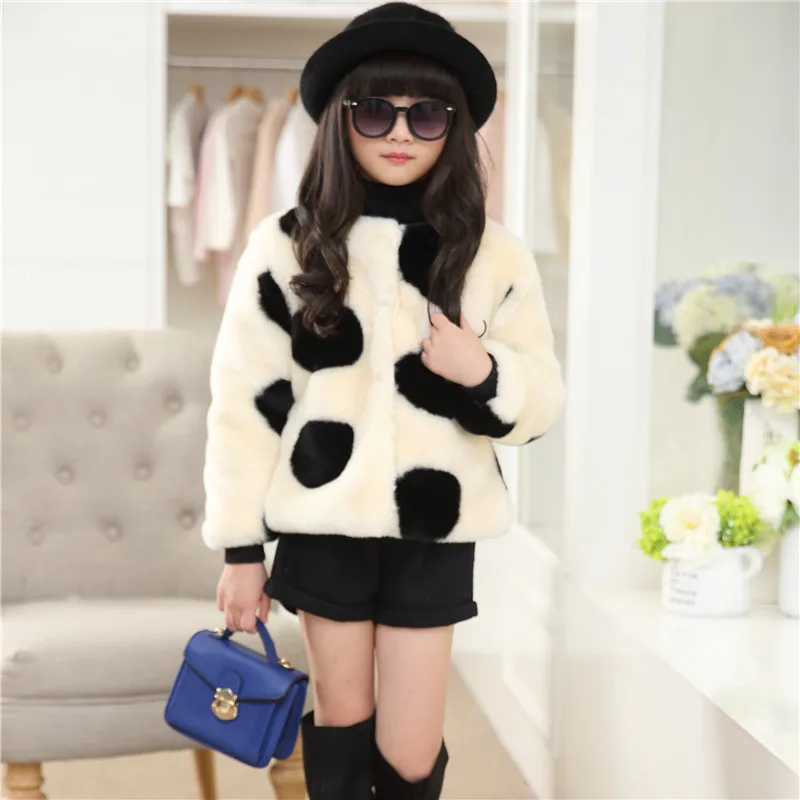 Kids Coats Girls Winter 2018 Fashion Faux Fur Thicken Warm Polka Dot Jacket Brand Casaco Infantil Girl jackets Coat |