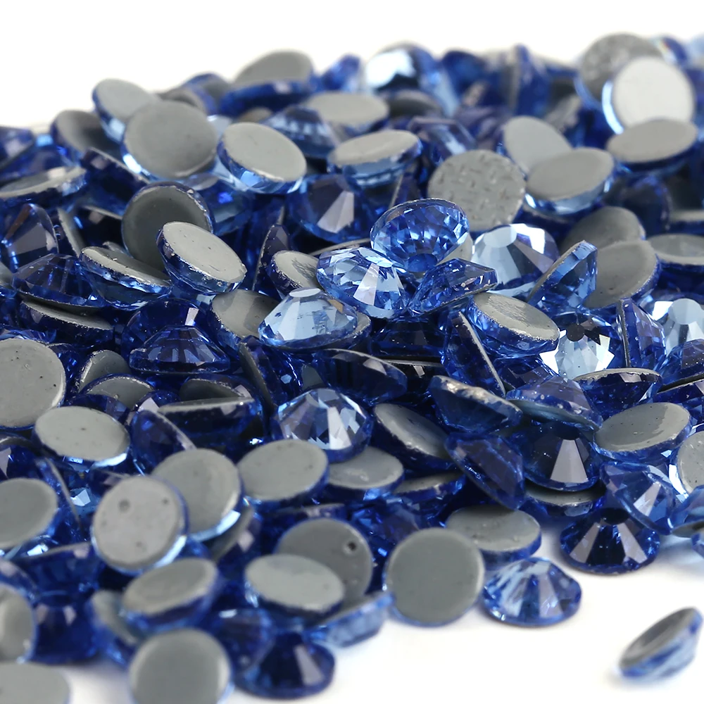 

SS6,SS8,SS10,SS16,SS20,SS30 Top Quality Lt.Sapphire DMC Flatback Crystals Hot Fix Rhinestones,Garment Accessories Gray Glue