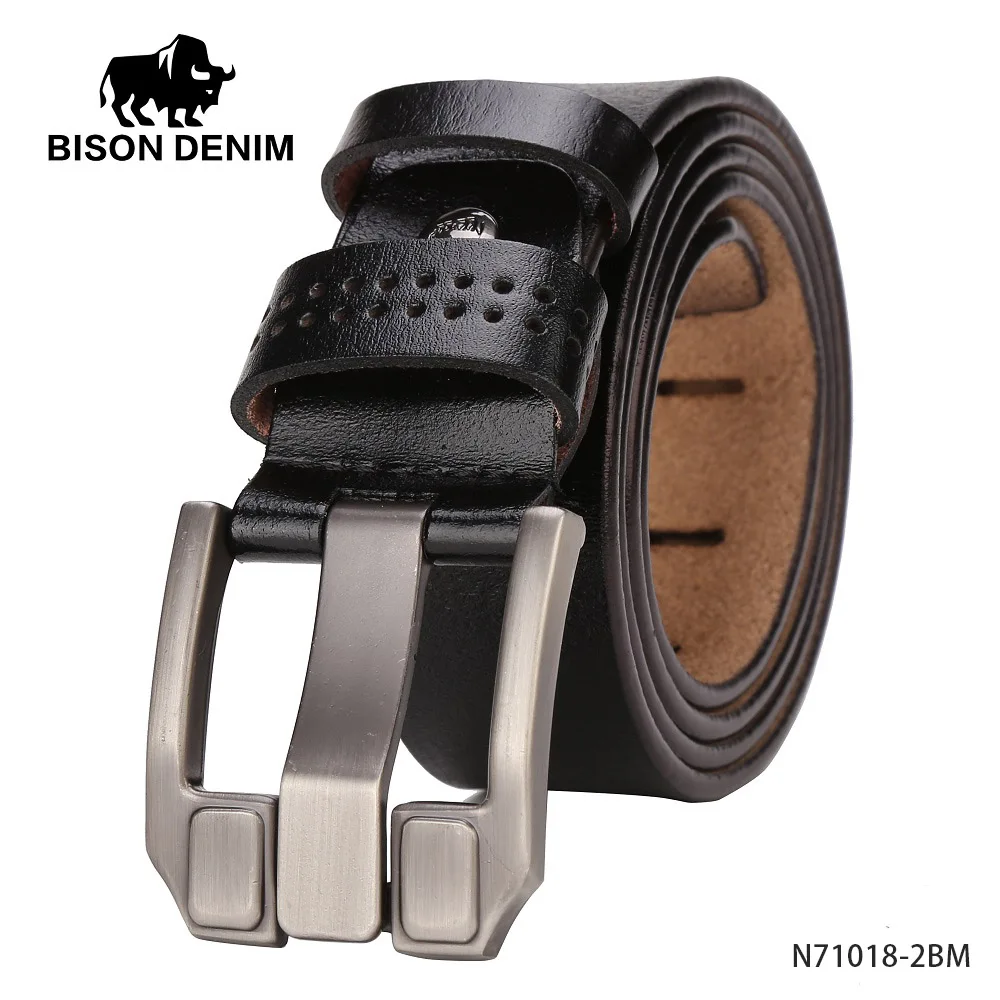 N71018-2BM BISON DENIM мужской ремень из натуральной воловьей кожи мужской ремень с пряжкой качественный мужской коричневый ремень винтажные джинсы N71223 - Цвет: N71018-2BM