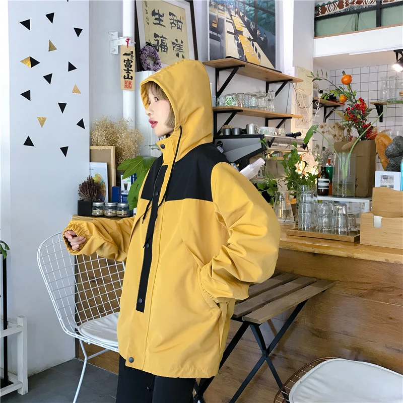 

Autumn Hooded Coats and Jackets Oversized Printed Jackets For Women Long Sleeves Windbreaker Harajuku Coat Unisex Zipper Jacket