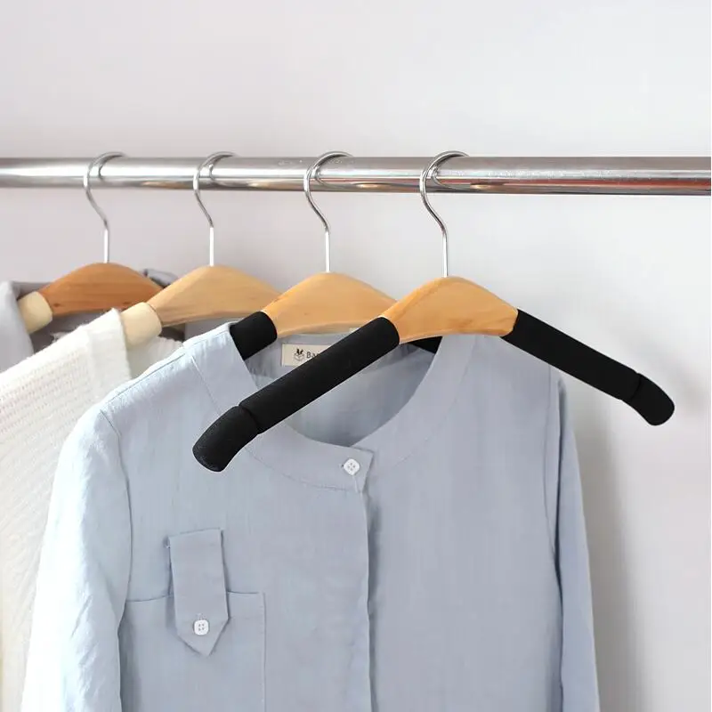 20 шт./лот деревянная вешалка с противоскользящей губкой для одежды пальто
