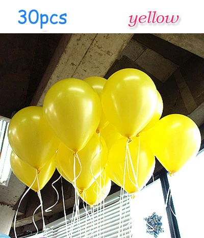 yellow 30 шт. 12 дюймов латексные красочные украшения для дня рождения для взрослых и детей золотые, серебристые, черные латексные шарики Свадебные украшения гелиевые - Цвет: yellow