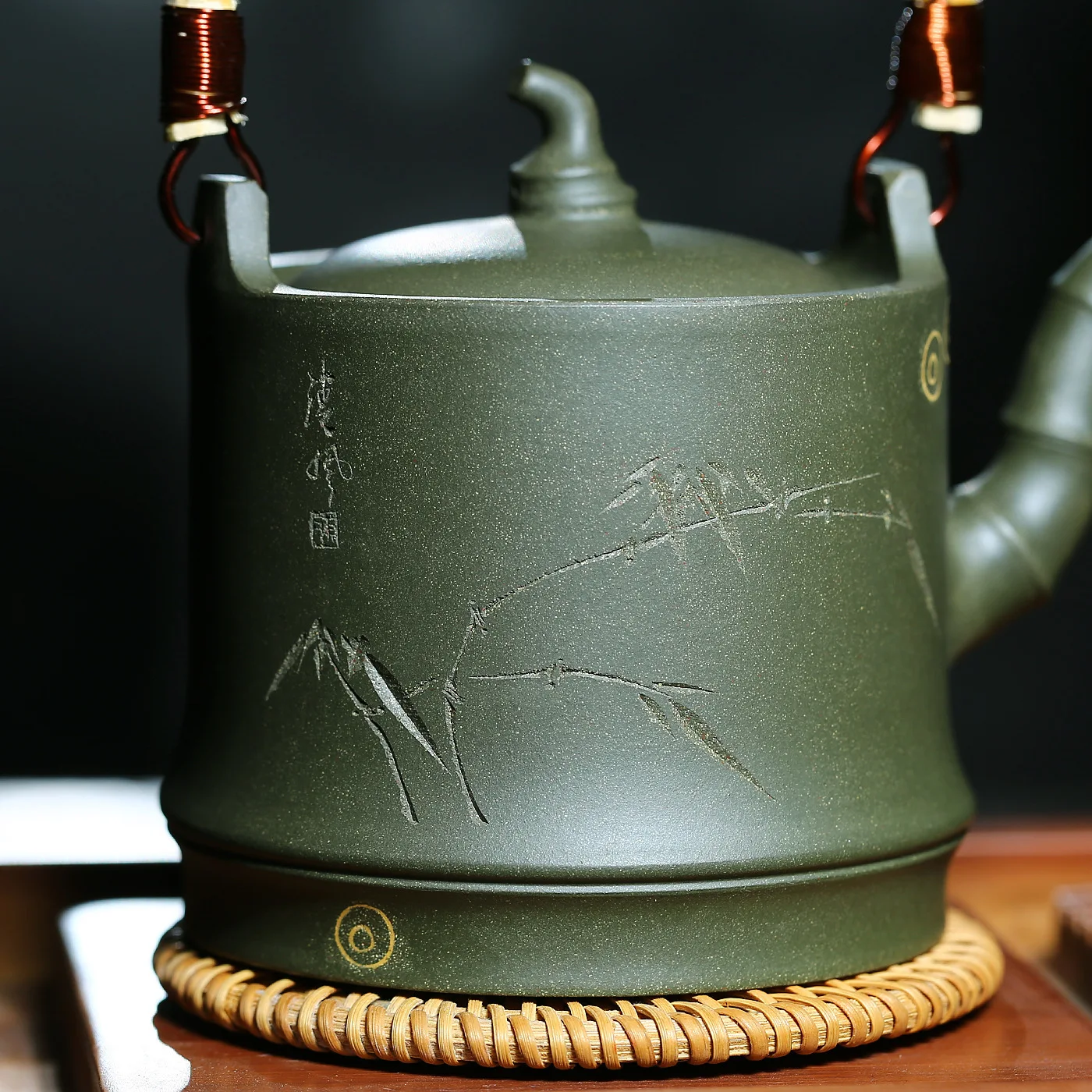 Полный ручной один лист бамбуковая ручка китайская зеленая известная Shao Li Ping Kungfu онлайн чайный горшок чайный набор оптом