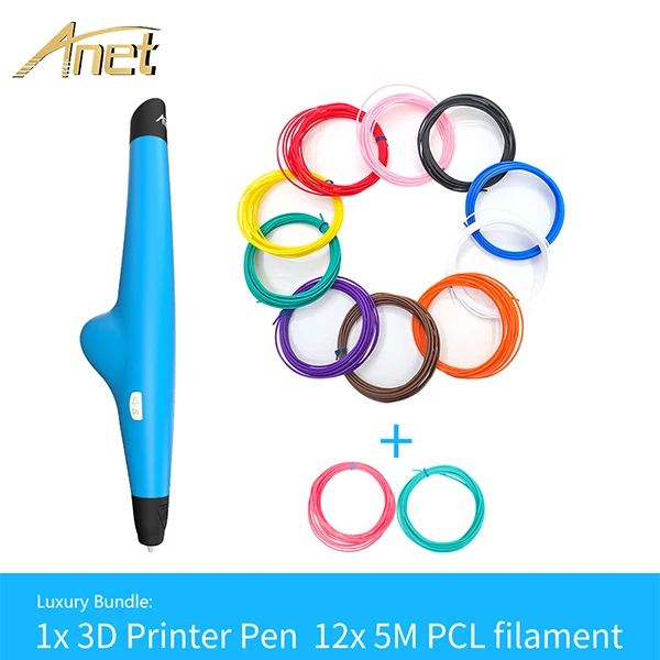 Blue Pen add 12 PCL Anet низкой температуры 3d Ручка с 1,75 мм PCL нити Смарт 3D печать Ручка для детей креативные подарки 3D-принтеры чертежная Ручка 3d VP05 - Цвет: Blue Pen add 12 PCL