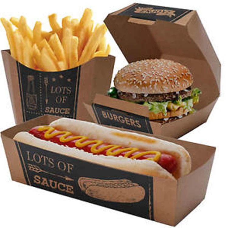 Бумажная упаковка для бургеров картофеля фри крафт коробка hotdog|Пеналы| |