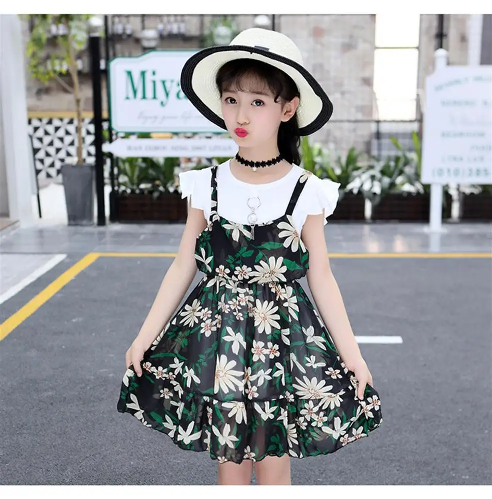 MXTOPPY Kid Clothes For Girls Beach Dress 2018 Summer Floral Short Sleeve Children's Robe Fille | Детская одежда и обувь