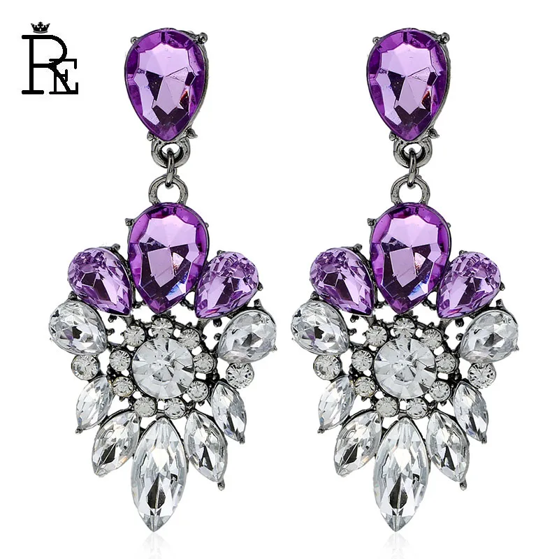 Богемные длинные висячие серьги женские многоцветные Винтажные с кристаллами