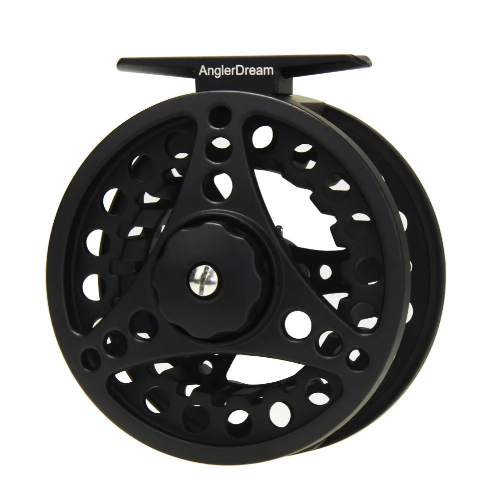 ANGLER DREAM Fishing 1/2 3/4 5/6 7/8WT Aluminum Fly Fishing Reel Black Adjustable Drag Large Arbor Right or Left-Handed Fly Reel