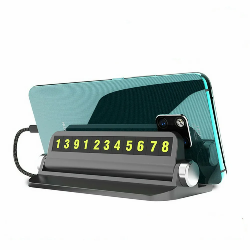

Luminous Hide-able Car Phone Holder Auto Temporary Parking Card Number Sticker Phone Bracket With Card Position Car Accessories