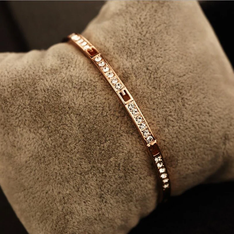 Женский браслет из розового золота с фианитами|bracelet hand|rose gold braceletgold bracelet |