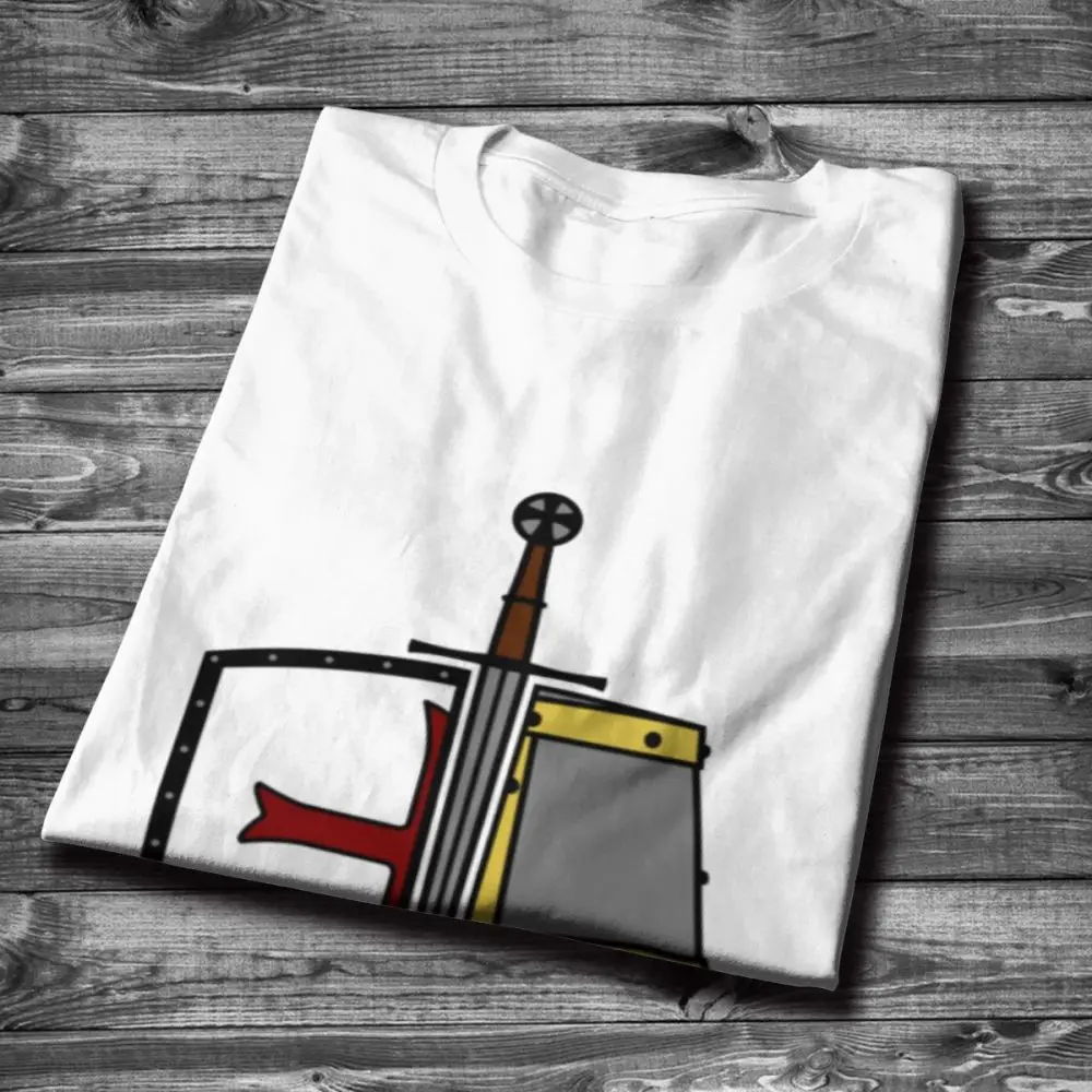 Knightfall Colored Knights Templar Sword Shield Helmet T shirt For Male Graphic Print Shirt O-neck Casual Man Tee | Мужская одежда