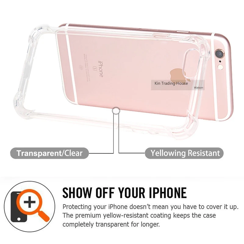 Армированная рамка Voguery прозрачный чехол для iPhone 6s 6 7 8 Plus Жесткий Чехол