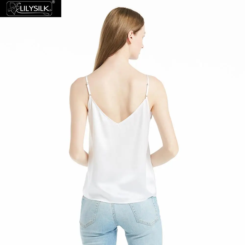 LILYSILK Топ Майка 4шт. Шелковый Женский Короткий 22mm V Шея