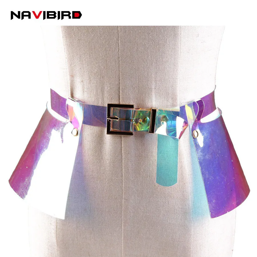Женский прозрачный пояс пластиковый корсет с гофрированной юбкой широкий ремень