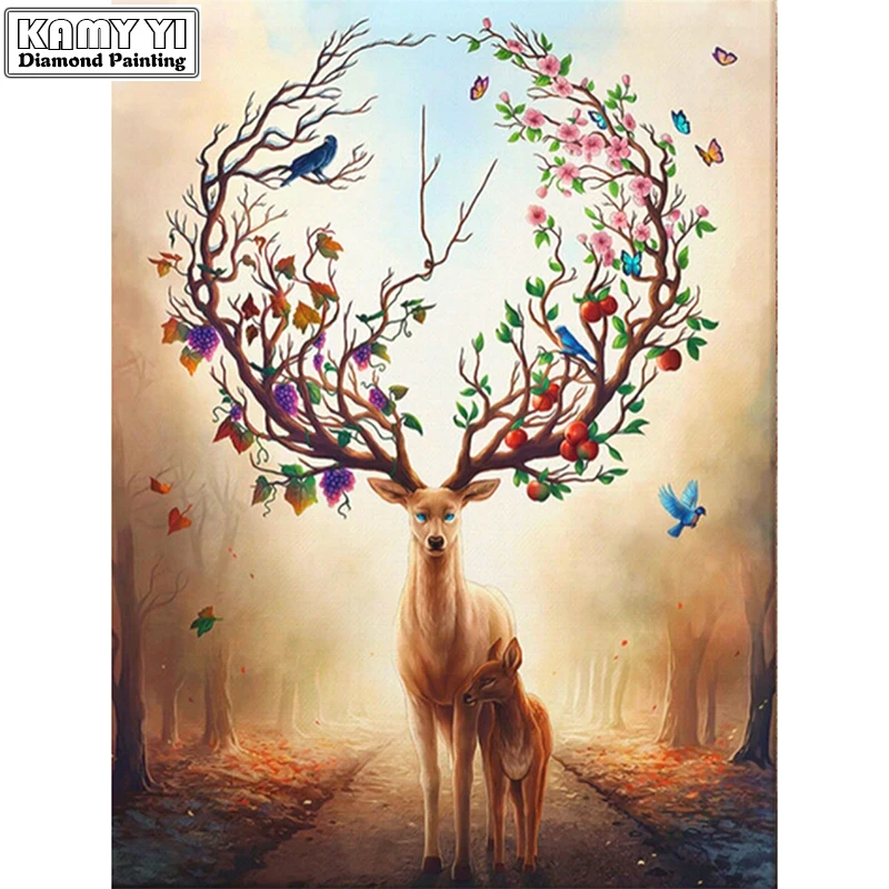 Zhui star 5D DIY Diamond embroidery deer with tree diamond painting Cross Stitch full drill Rhinestone mosaic home decoration | Дом и сад