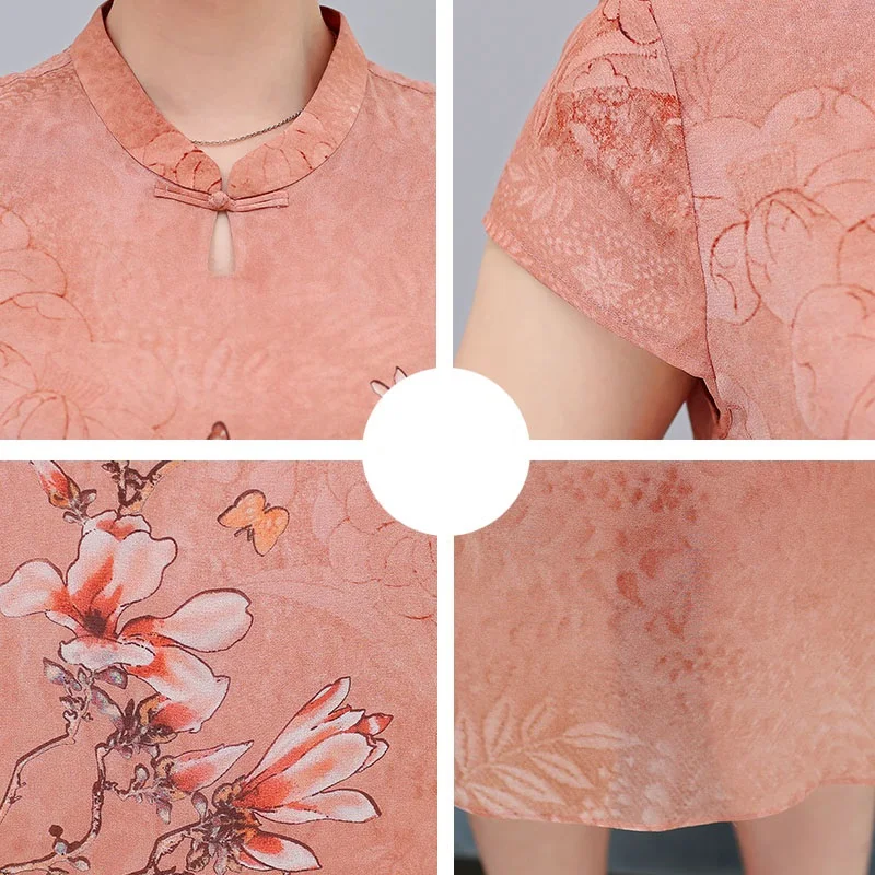 Женское платье Летнее Длинное Cheongsam модное элегантное свободное шифоновое выше