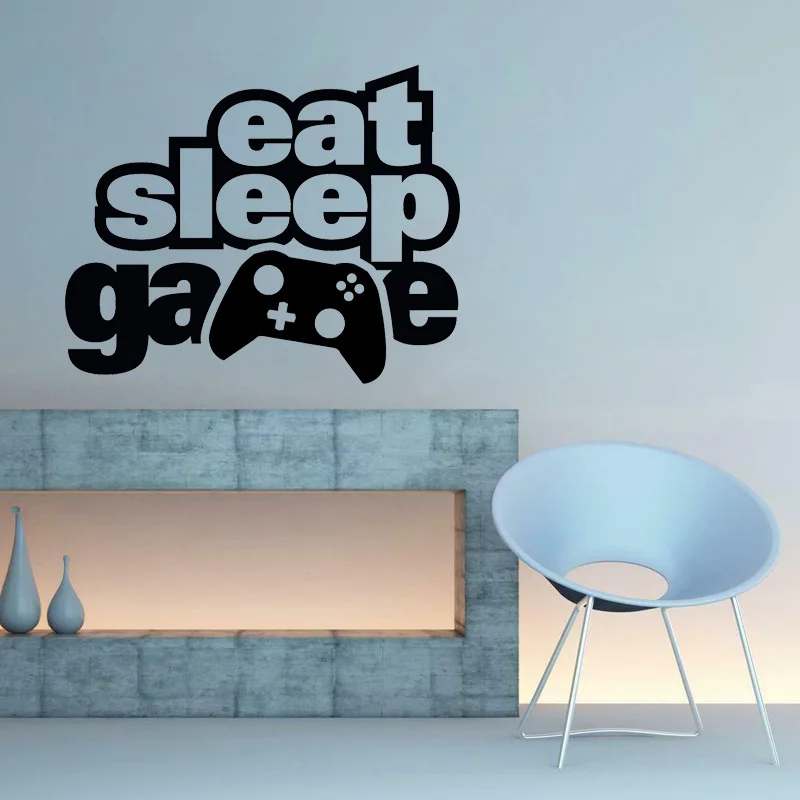 YOJA 47 см * 38 Eat Sleep игровая Наклейка на стену для геймеров подростков спальни ПВХ