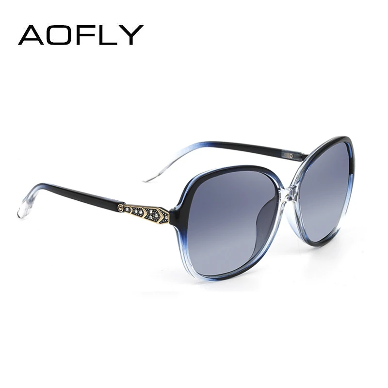 C4 AOFLY, фирменный дизайн, Классические поляризованные солнцезащитные очки для женщин, негабаритная оправа, градиентные линзы, стразы, солнцезащитные очки A102 - Цвет линз: C4