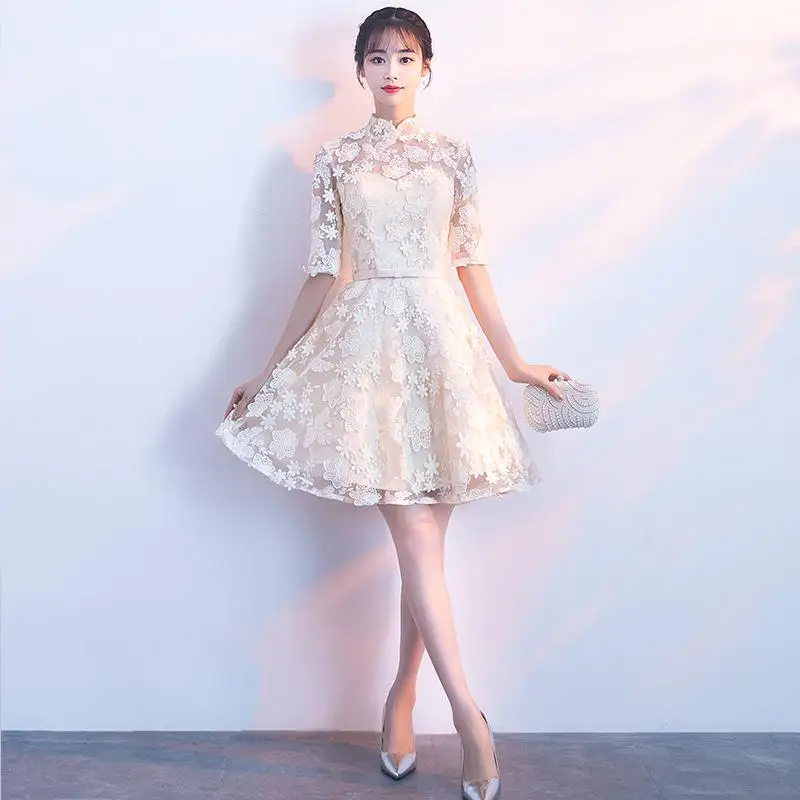 Цветочное элегантное женское вечернее платье Ципао традиционное китайское платье Сексуальное Тонкое Vestidos винтажное женское платье с воротником-стойкой Cheongsam - Цвет: Style 2