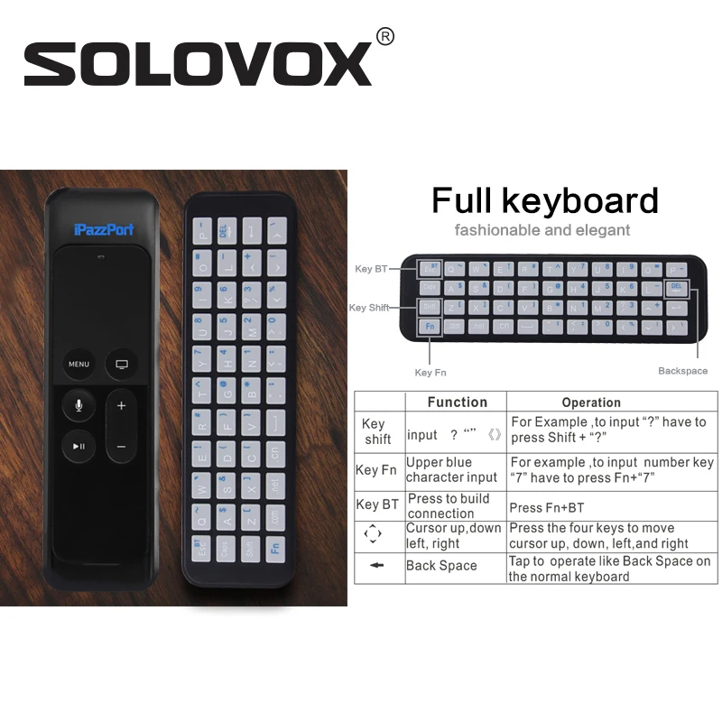 SOLOVOX KP 810 56S мини беспроводной Bluetooth клавиатура для Apple ТВ коробка 4th поколения Siri