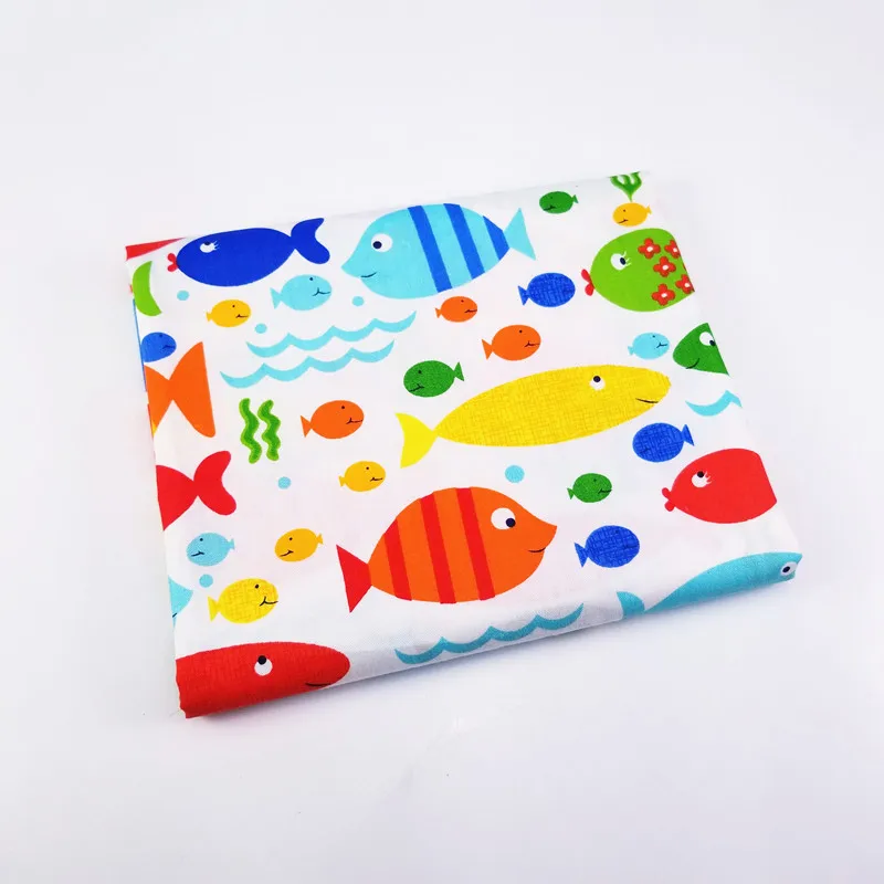 Cotton Twill Fabric Small Fish Print Patchwork Textile Cloth DIY Sewing Dormitory Fat Sheets Baby Clothes | Дом и сад