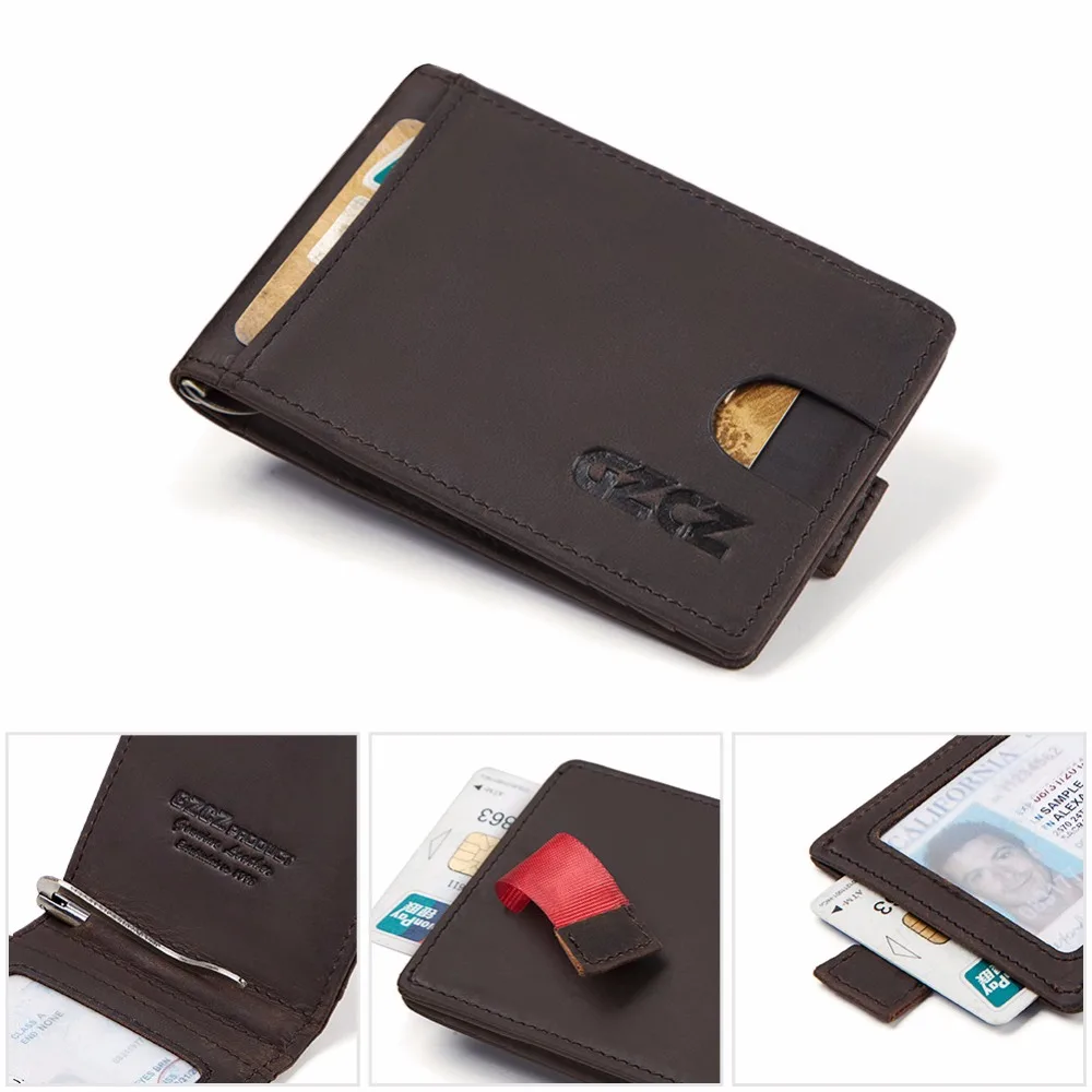 GZCZ мужской кошелек тонкий передний Карманный rfid держатель для карт