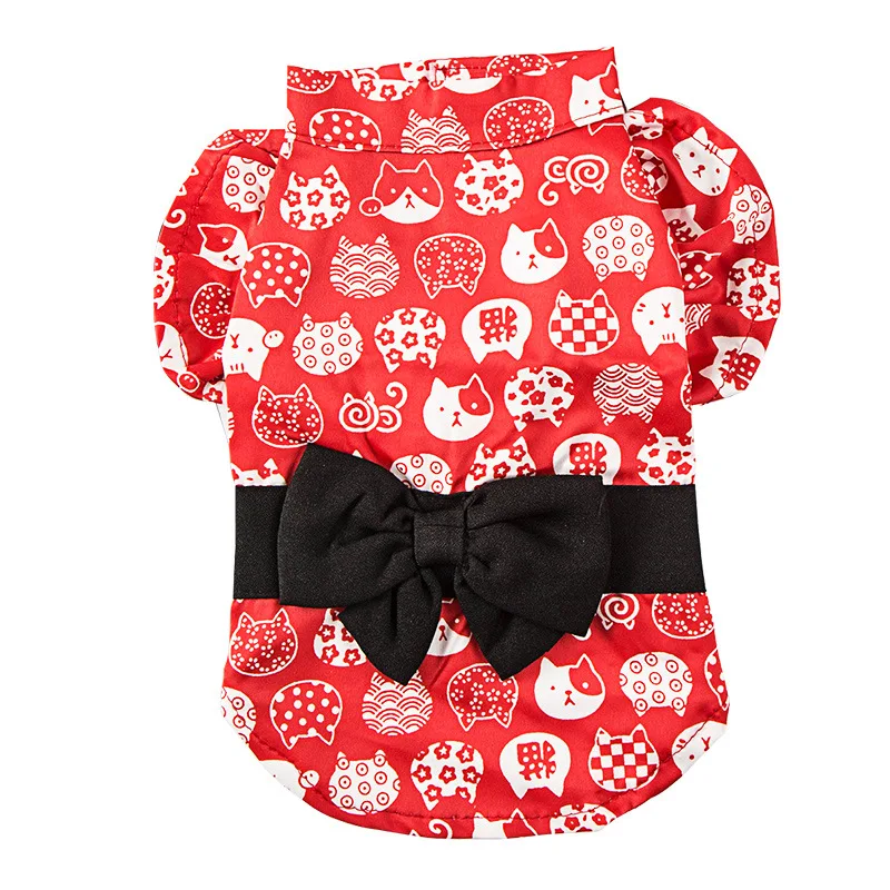 Юбка для маленькой собаки щенка кошки платье питомца плюшевое цветочное кимоно