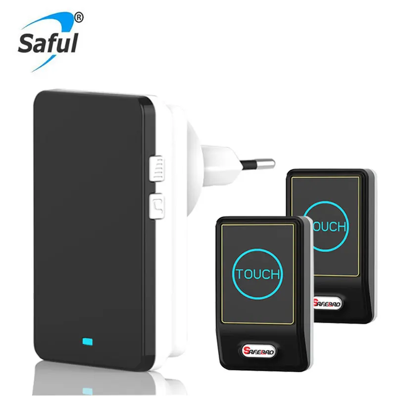 Touch 2button 1ring Saful водонепроницаемый Сенсорный светодиодный дверной звонок EU/US Plug беспроводной дверной звонок наборы 1 кнопочный дверной звонок Кнопка+ 2 приемника без батареи в комплекте - Цвет: Touch 2button 1ring