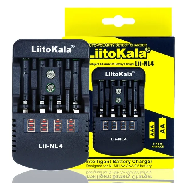 Литий ионный Lii NL4 9 V Ni MH AA AAA Cd Перезаряжаемые батареи Батарея Таблица Зарядное