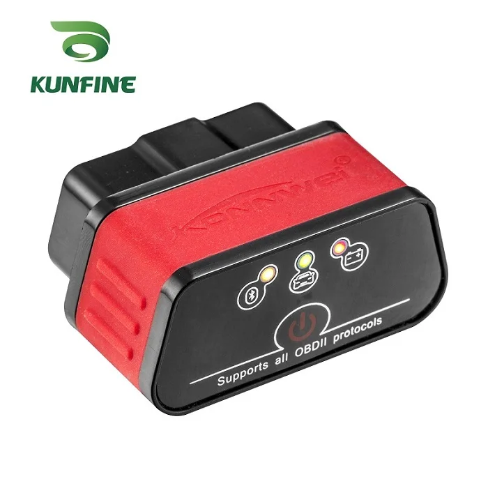 black and red KUNFINE KW903 Bluetooth 3,0 OBD2 сканер считыватель кодов стирание ошибок OBD 2 ELM 327 ELM327 для Android авто автомобильный инструмент - Цвет: black and red