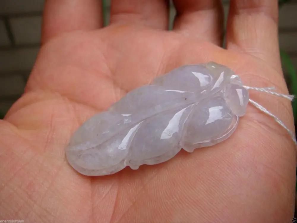 Certified Untreated White Icy Jadeite Jade Leaf ( ) Pendant AAGrade A | Украшения и аксессуары