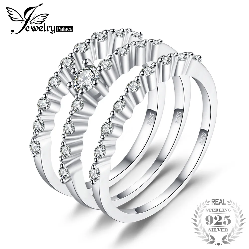 Jewelrypalace Для женщин 3 шт. кольцо обручальное Юбилей Обручение Свадебные Наборы для