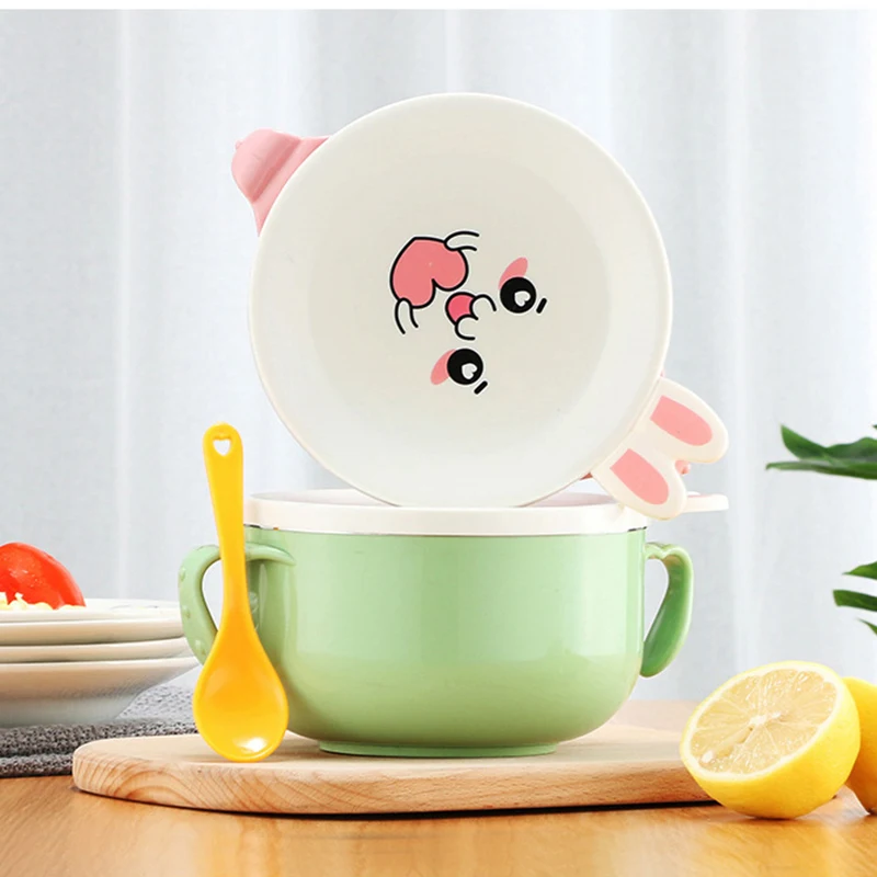 Милый мультфильм из нержавеющей стали Ланч-бокс фаст-фуд чашка чаша для лапши