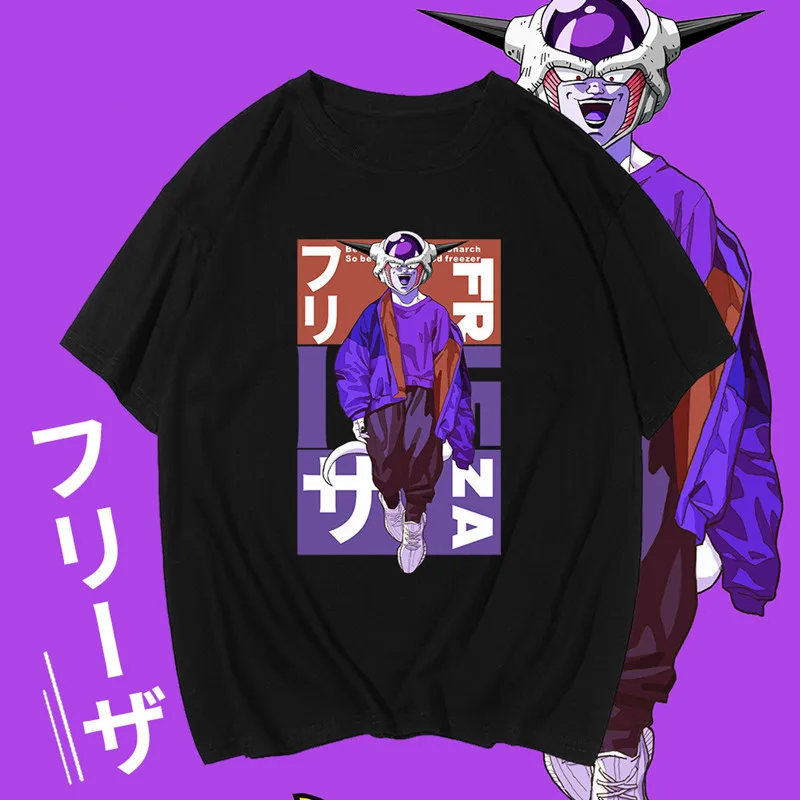 Большие размеры 100% хлопок футболка с драконом Супер Saiyan Goku vegeta летняя коротким