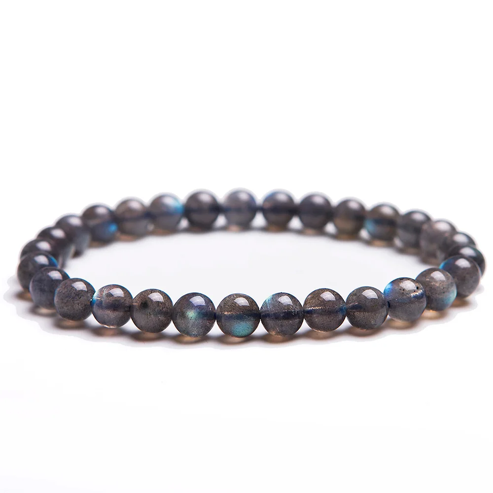 Подлинная естественный синий свет Лабрадорит Кристалл Круглые бусины браслет